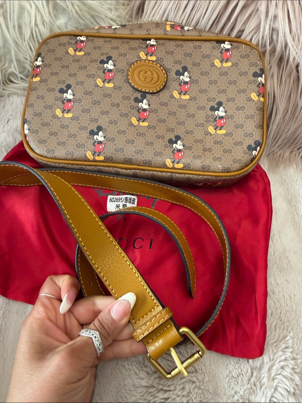 Disney Brown Mickey Canvas Crossbody Pouch - Picture 15 of 17